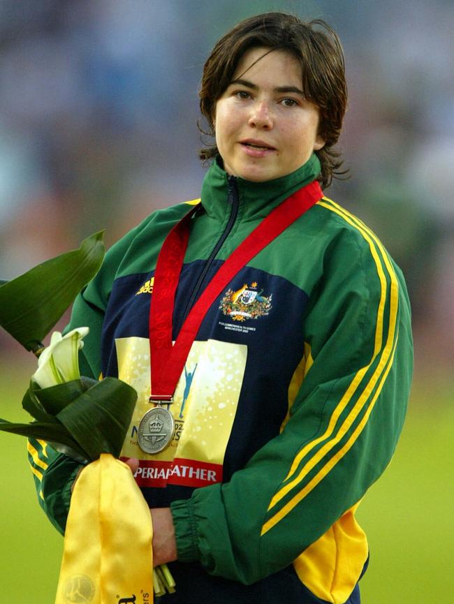 Cecilia McIntosh with her silver medal at the 2002 Commonwealth Games. Picture: Craig Borrow