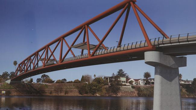 An artist’s impression of the future $49 million pedestrian and cyclist bridge across the Nepean River.