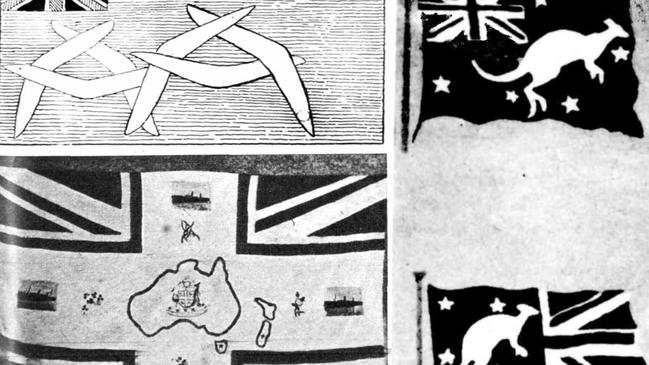 Various flag design entries in the 1901 federal competition. Pictures: Trove