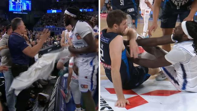 There were wild scenes late in Melbourne United vs Adelaide 36ers.