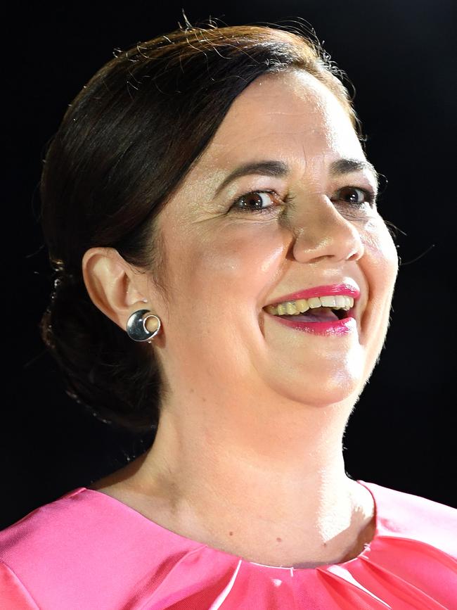 Premier Annastacia Palaszczuk was all smiles at the opening ceremony despite being snubbed to speak. Picture: AAP/Dean Lewins