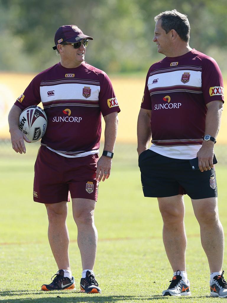 Kevin Walters and Steve Walters. Queensland State of Origin players during the training session at Sanctuary Cove.  Pic Peter Wallis