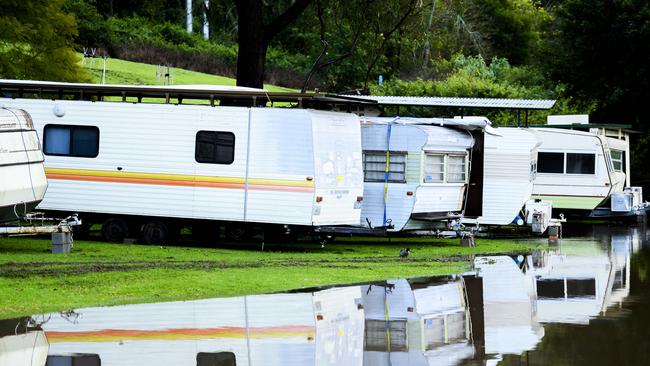 Caravans at higher ground at North Nowra Riverview Caravan Park. Picture: Darren Leigh Roberts