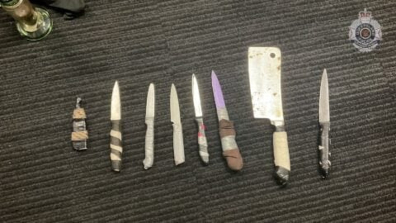 The man was allegedly found carrying seven knives. Picture: Queensland Police.