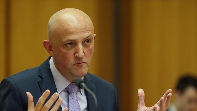 Mike Burgess addresses an inquiry into extremist movements and radicalism in Australia, at Parliament House in Canberra today. Picture: NCA NewsWire / Gary Ramage