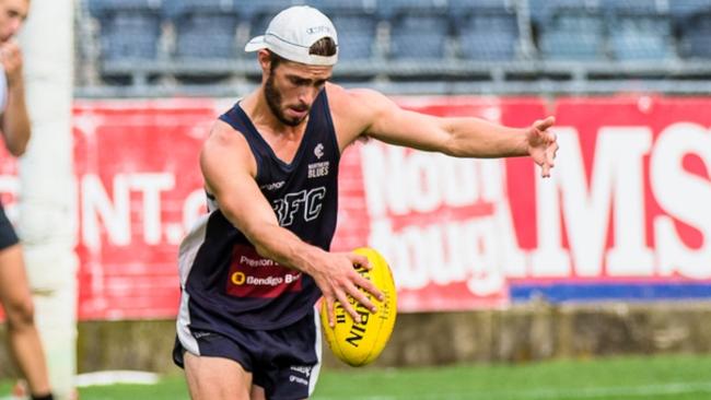 Northern Blues footballer Scott Simpson suffered a stroke playing for Karringal on Saturday. Picture: Tim Murdoch