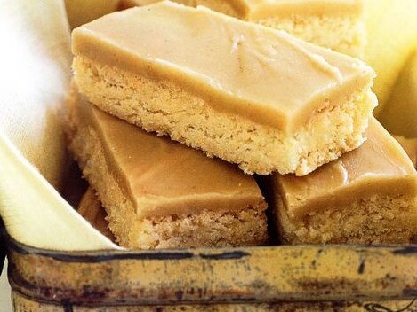 Golden syrup ginger crunch slice.