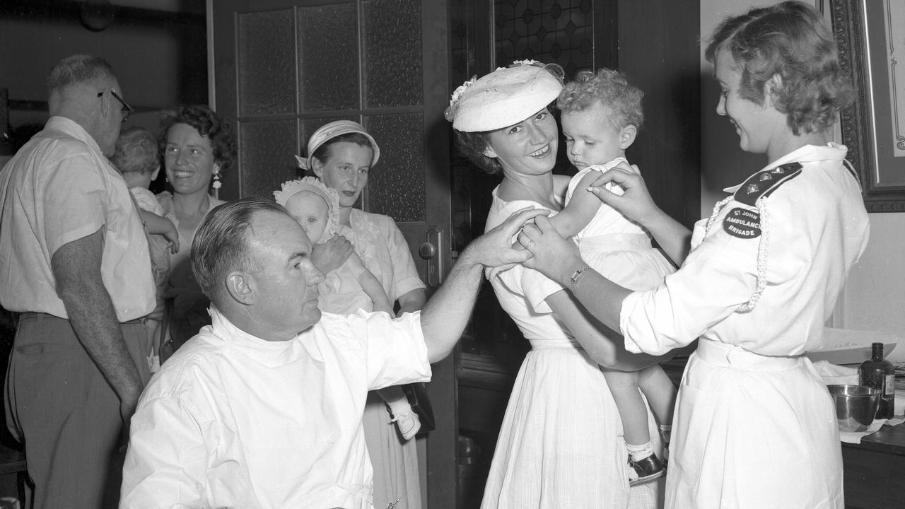 St John's Ambulance workers assisting with Salk anti-polio vaccine injections in 1957. Picture: Bob Millar Snr