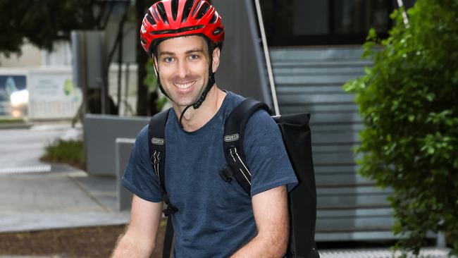 Cyclist Craig Dunlop had to contend with wet weather and his ride took 43 minutes.. Picture: Ian Currie