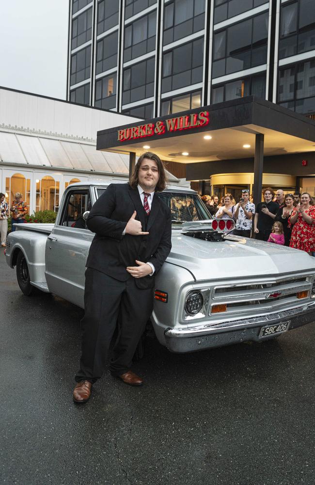 Lane Ellis arrives at Toowoomba Flexi School formal at Burke and Wills Hotel, Thursday, October 10, 2024. Picture: Kevin Farmer