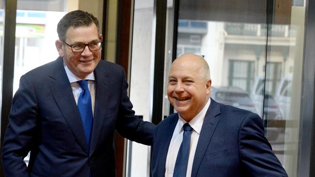 Victorian Premier Daniel Andrews and Treasure Tim Pallas. Picture: NCA NewsWire / Andrew Henshaw