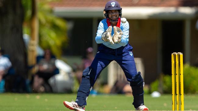 Wicketkeeper Kinjal Kumari for NSW Metro at the Cricket Australia Under-19 National Female Cricket Championships in Perth, 6 December, 2022. Picture: Cricket Australia