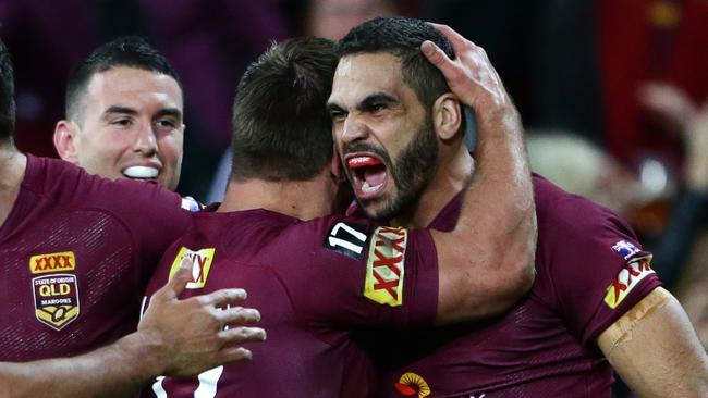 McCullough to play like Smith                     Greg Inglis of QLD celebrates his try during the State of Origin match between Queensland and New South Wales. Pic Darren England.