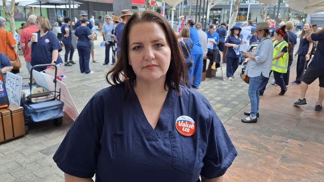 President of the Coffs Harbour NSW Nurses and Midwifery Association Amanda Bailey Derrett in Coffs Harbour city centre for the nurses rally on Wednesday November 13.