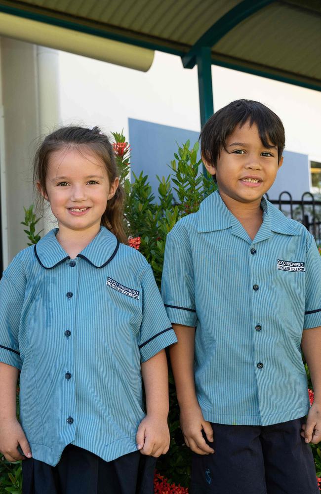 Good Shepherd Lutheran College Transition students Jesse and Mahlia are excited to meet the school’s newest cohort. Picture: Pema Tamang Pakhrin