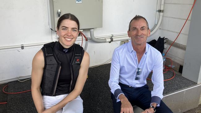 Angela Jones with her riding mentor Robbie Fradd. Picture: News Corp Australia