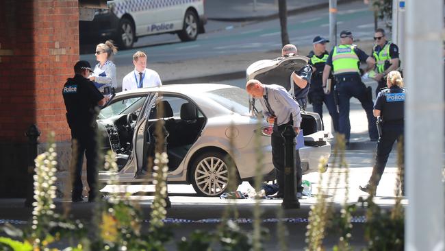 Police on the scene gathering evidence Picture: Alex Coppel