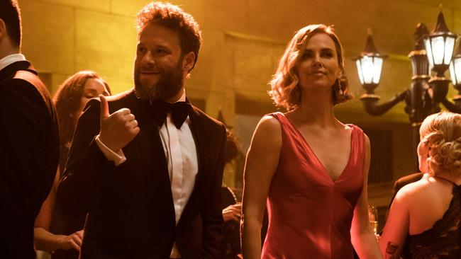 Charlize Theron and Seth Rogen in Long Shot.