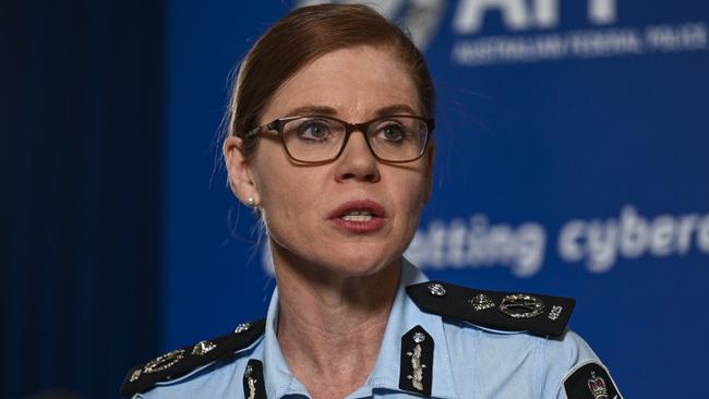 AFP Assistant Commissioner Cyber Command Justine Gough revealed the alleged offending on Tuesday. Picture: NCA NewsWire / Martin Ollman