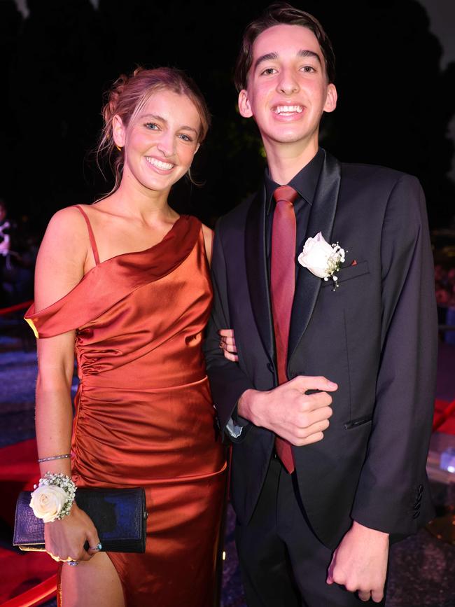 Jaimie Cates and Nathan Brown at the Emmanuel College class of 2025 formal at HOTA for Gold Coast at Large. Picture, Portia Large.