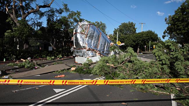 Winds ripped off a roof at Parramatta North Public School. Picture: Adam Yip