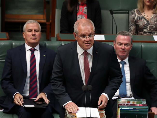 Monday 18th February 2019The Prime Minister Scott Morrison during a Security Statement in the House of Representatives in Parliament House in Canberra. Picture Gary Ramage