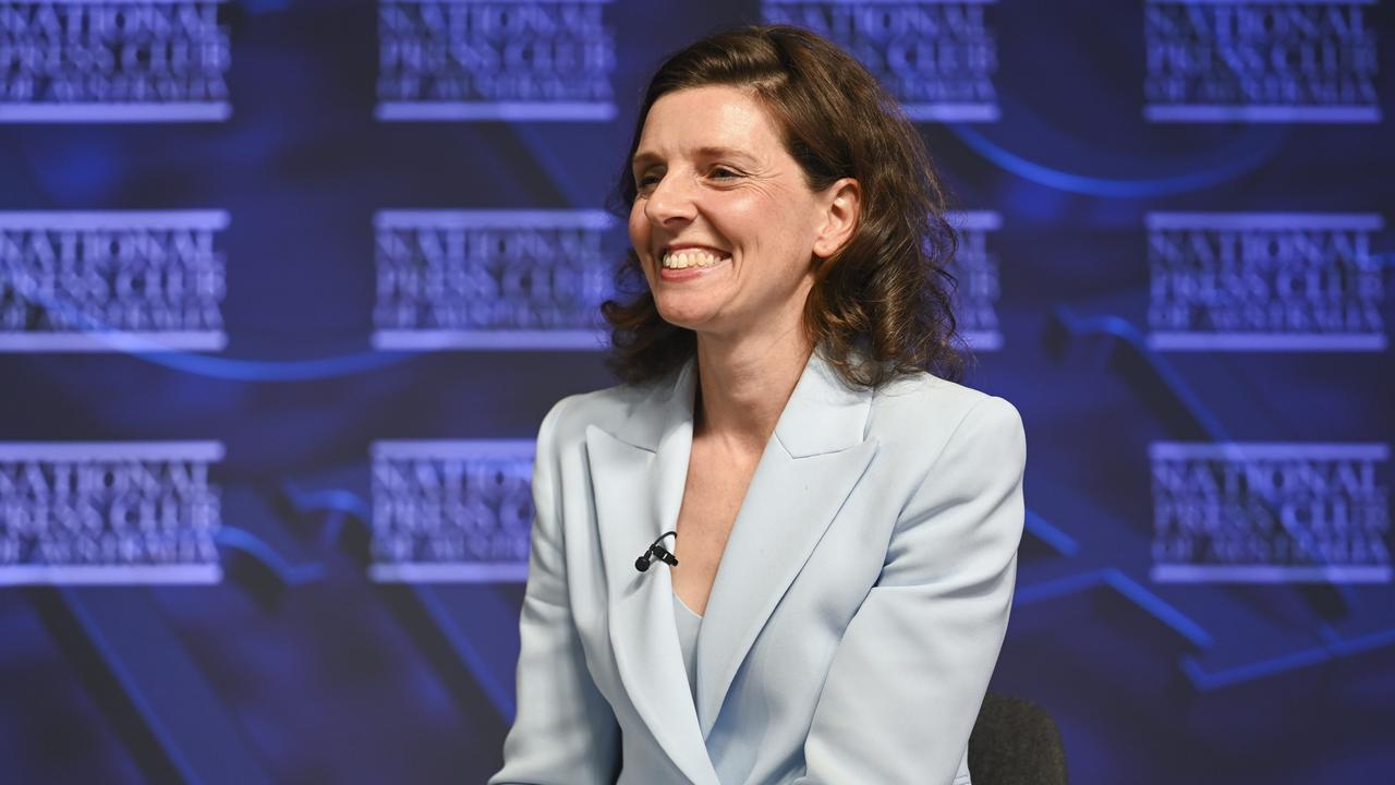 Allegra Spender, independent member for Wentworth, addressed the National Press Club in Canberra today. Picture: NewsWire / Martin Ollman