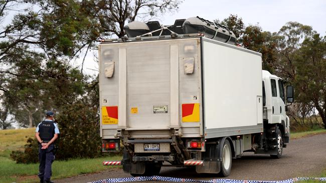 Police have established a crime scene at Hazelton Rd, Bungonia where police divers will resume their search today. Picture: NCA NewsWire / Damian Shaw