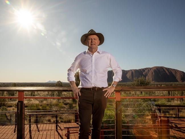 Anthony Albanese at Uluru on Tuesday. Picture: Liam Mendes