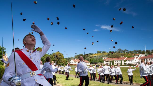 Graduating officers celebrate at ACT’s Royal Military College at Duntroon. Picture: Defence​