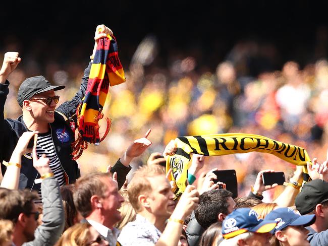 The crowd enjoy the atmosphere as the Killers performed. Picture: Mark Kolbe/AFL Media/Getty Images