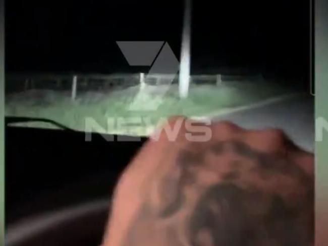 Footage shows the driver swevring the car across the road. Picture: 7 News