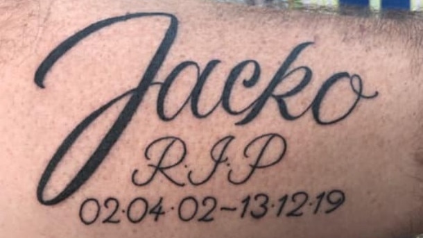 The tattoo Jack's dad Brett had inked in his son's memory. Picture: Facebook