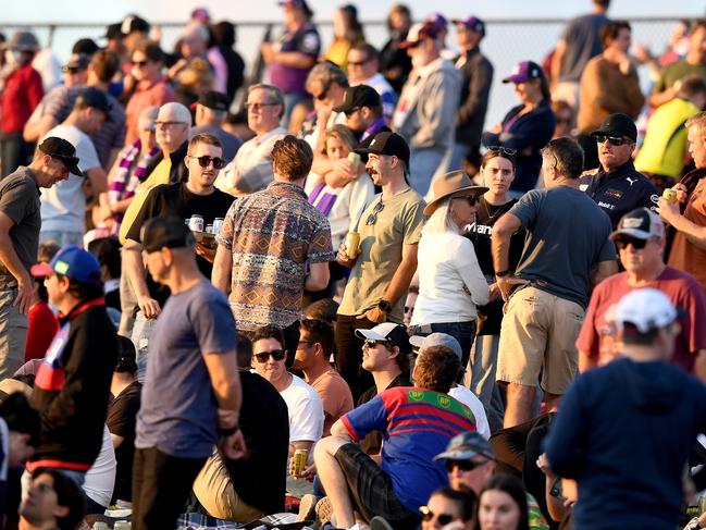 Police and the NRL are investigating after crowds are seen during the round 12 NRL match between the Melbourne Storm and the Newcastle Knights on Sunday at Sunshine Coast stadium. Picture: Bradley Kanaris/Getty Images