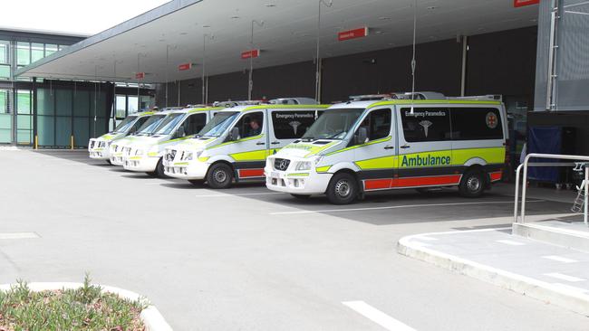 Ambulances at the ED at Gold Coast University Hospital at Parkwood . Picture Mike Batterham.