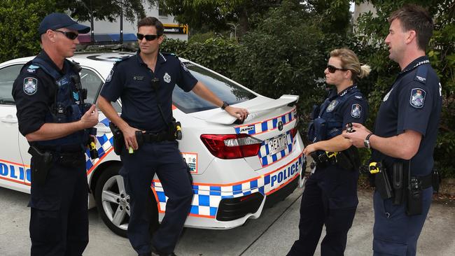 Rapid Action Force Police team during a briefing ahead of a raid at a unit in Nerang last year.