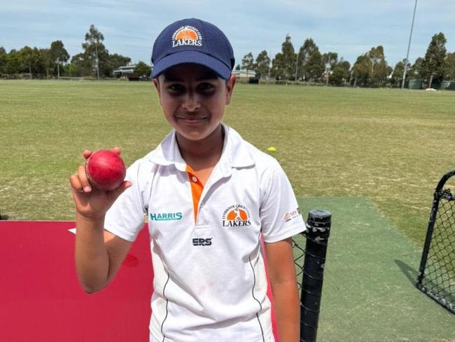 Yash Singh after taking a bag of five wickets for Lynbrook’s senior team.