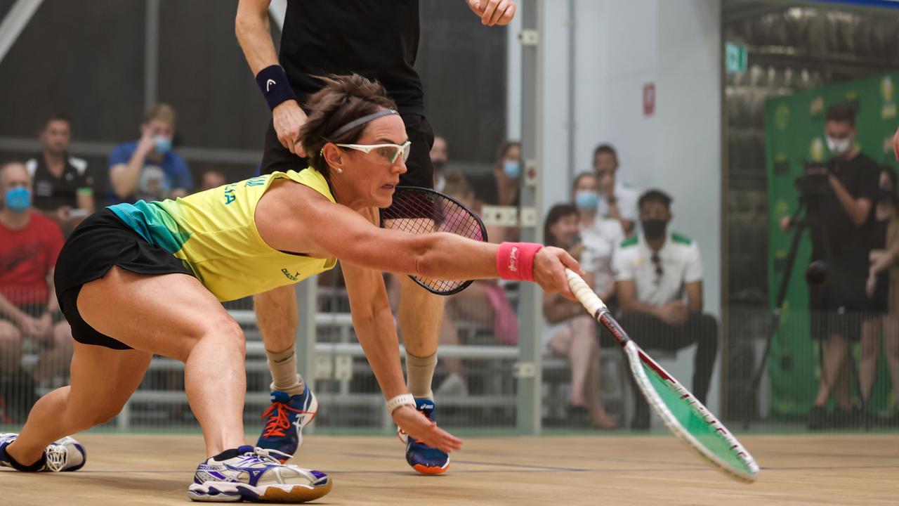 Ironwoman of squash Rachael Grinham in action. Source: Rouge Gun