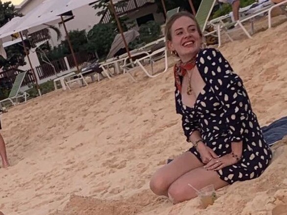 Adele on her beach holiday. Picture: Joe Brown