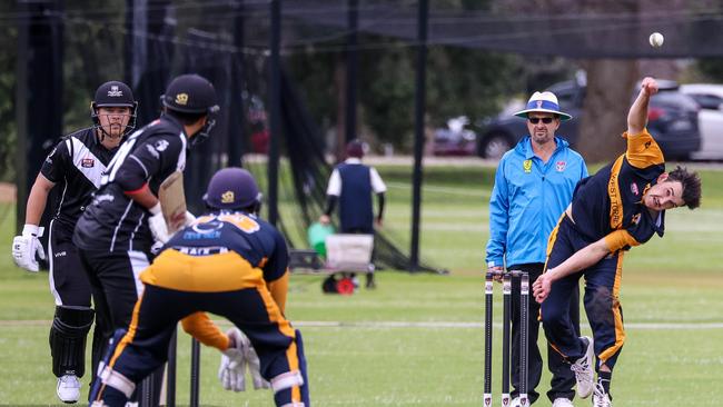 James Reuther delivers for West Torrens. Picture: Russell Millard