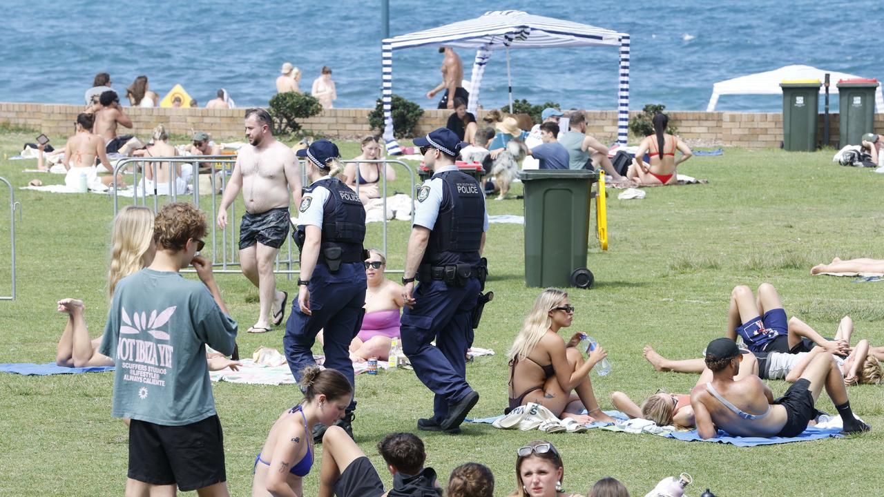 Police at Bronte Beach on Australia day. Picture: NewsWire / Damian Shaw