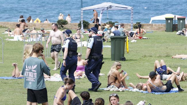 Police at Bronte Beach on Australia day. Picture: NewsWire / Damian Shaw