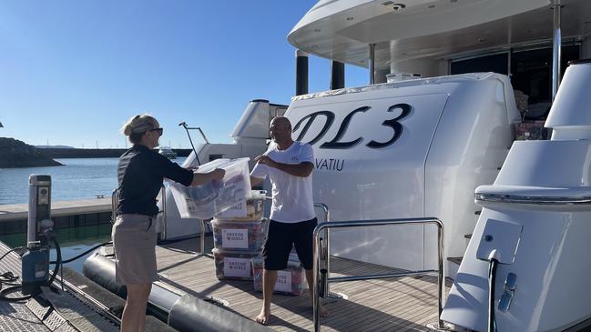 De Lisle III collecting superyacht donations at Coral Sea Marina. Photo: Contributed