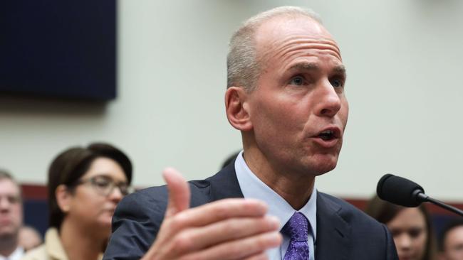 Boeing CEO Dennis Muilenburg testifies before a US house committee on Wednesday.