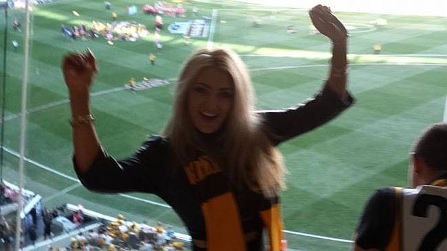 Heather McCartney appeared in court after stripping in a corporate box at the AFL Grand Final.