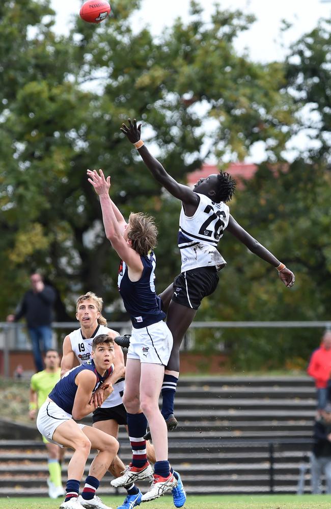 Ruckmen Max Heath and Domanic Akuei go at it. Picture: Steve Tanner