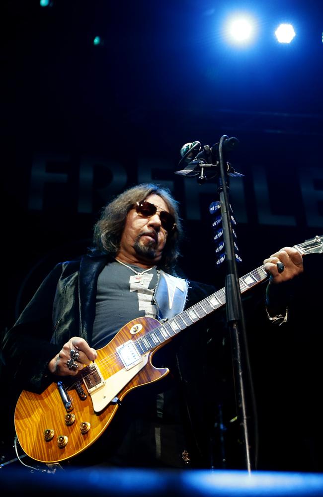 Ace Frehley in action at Brisbane Entertainment Centre. Picture: Mark Calleja/AAP