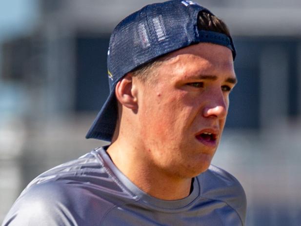 Cowboys recruit Scott Drinkwater gets involved in his first training session with the club since making the switch from Melbourne Storm. Picture Isaac Newman