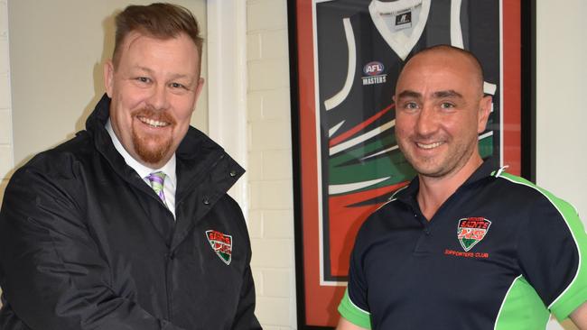 New Northern Saints coach Brett Kennerley with president Joe Antonetti. Picture: Supplied