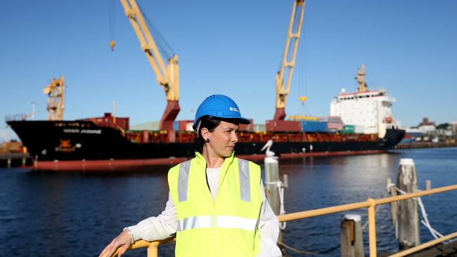 Port of Newcastle senior manager Jackie Spiteri surveys the busy port on Monday. Picture: Peter Lorimer